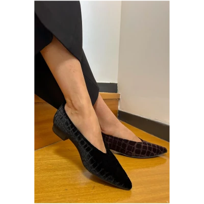 Momoc Damen vegan Ballerinas Graphit Samt Coco V.2. Schwarz