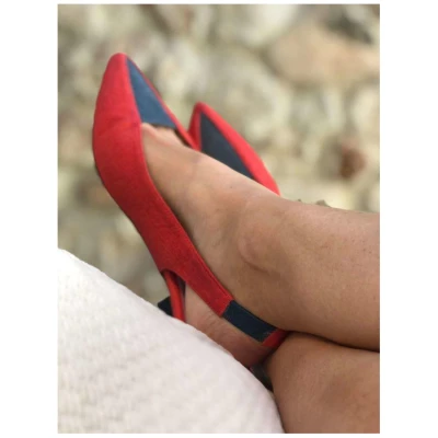 Momoc Damen vegan Sandale Ananas Bicolor Rot