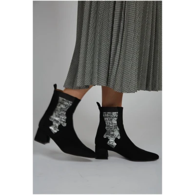 Momoc Damen vegan Stiefel Elastisch Silber & Schwarz
