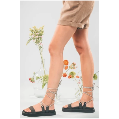 NAE Damen vegan Sandalen Akazie Schwarz