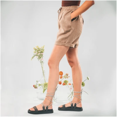 NAE Damen vegan Sandalen Akazie Schwarz
