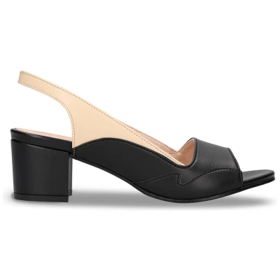 NAE Damen vegan Sandalen Mara Veganes Ã-ko-Leder Beige/Schwarz