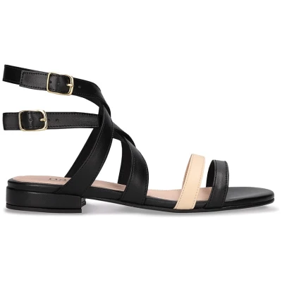 NAE Damen vegan Sandalen Olga Veganes Ã-ko-Leder Beige/Schwarz
