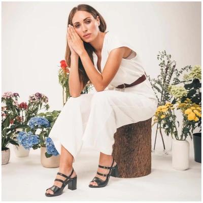NAE Damen vegan Sandalen Roma Veganes Ã-ko-Leder Schwarz