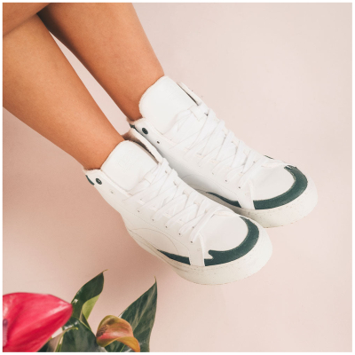 NAE Herren vegan Sneaker London Veganes Ã-ko-Leder Weiß/GrÃ¼n