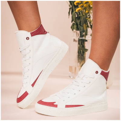 NAE Herren vegan Sneaker London Veganes Ã-ko-Leder Weiß/Rot