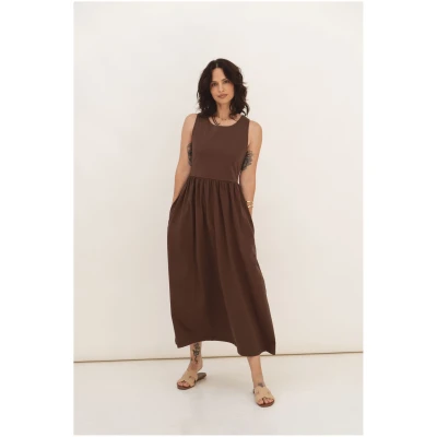NÃ¤z Damen vegan Kleid Elena Jersey Braun
