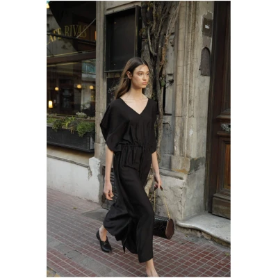 Neu Nomads Damen vegan Kleid Kaftan Capri Schiefer Schwarz