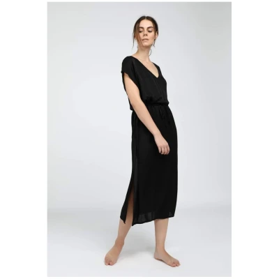 Neu Nomads Damen vegan Kleid Kaftan Capri Schiefer Schwarz