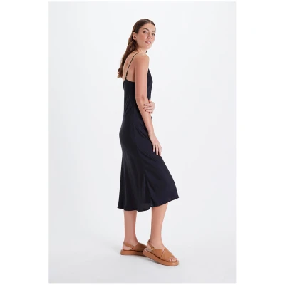 Neu Nomads Damen vegan Slip Dress Bias Schwarz