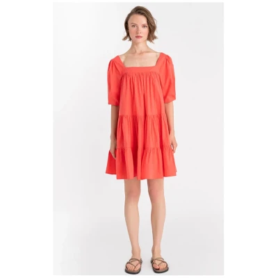 Neu Nomads US Damen vegan Kleid Mini Quadratischer Ausschnitt Koralle