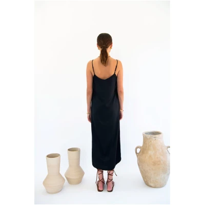 Neu Nomads US Damen vegan Kleid Slip Easy Midi Schwarz