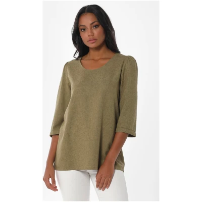 ORGANICATION Damen vegan Bluse 3/4 Ã"rmel OlivgrÃ¼n