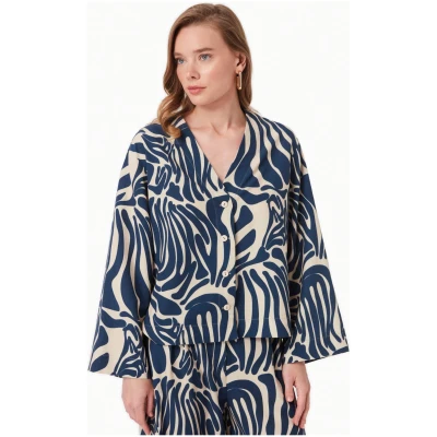 ORGANICATION Damen vegan Bluse Mit Muster Abstrakt