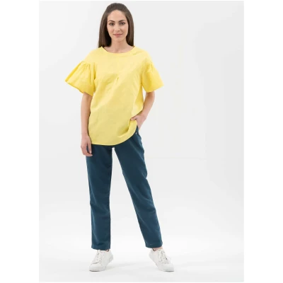 ORGANICATION Damen vegan Bluse VolantsÃ¤rmeln Gelb