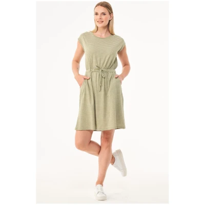 ORGANICATION Damen vegan Gestreiftes Jerseykleid GrÃ¼n
