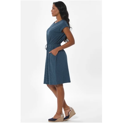 ORGANICATION Damen vegan Gestreiftes Jerseykleid Navy