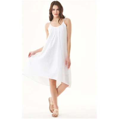 ORGANICATION Damen vegan Kleid Spaghetti Strap Weiß