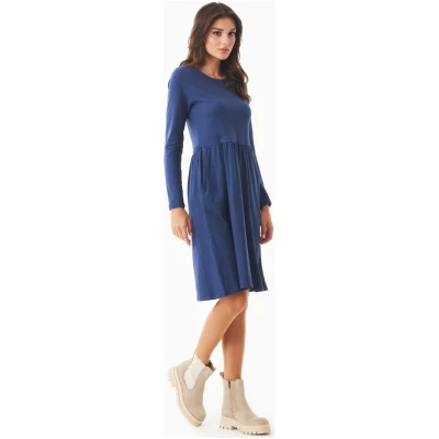 ORGANICATION Damen vegan LangÃ¤rmeliges Jerseykleid Biologisch Baumwolle Blau