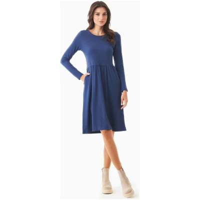 ORGANICATION Damen vegan LangÃ¤rmeliges Jerseykleid Biologisch Baumwolle Blau