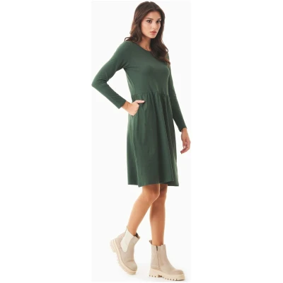 ORGANICATION Damen vegan LangÃ¤rmeliges Jerseykleid Biologisch Baumwolle GrÃ¼n