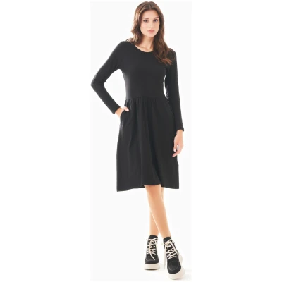 ORGANICATION Damen vegan LangÃ¤rmeliges Jerseykleid Biologisch Baumwolle Schwarz