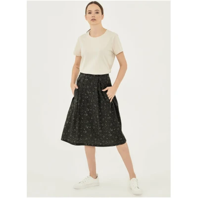 ORGANICATION Damen vegan Midirock Print Schwarz