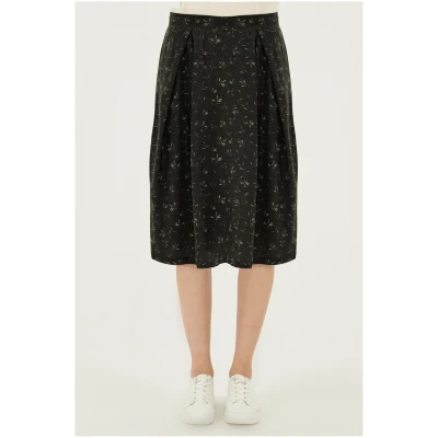 ORGANICATION Damen vegan Midirock Print Schwarz
