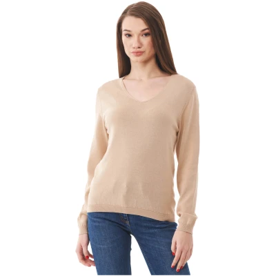 ORGANICATION Damen vegan Pullover V-Ausschnitt Beige