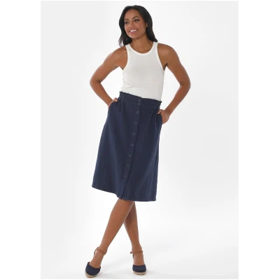 ORGANICATION Damen vegan Rock Knöpfe Dunkelblau