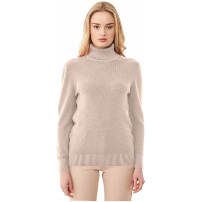 ORGANICATION Damen vegan Rollkragenpullover Beige