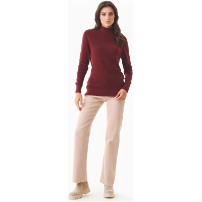 ORGANICATION Damen vegan Rollkragenpullover Biologisch Baumwolle Rot