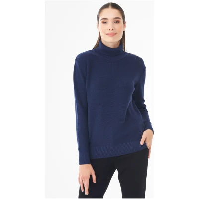 ORGANICATION Damen vegan Rollkragenpullover Dunkelblau