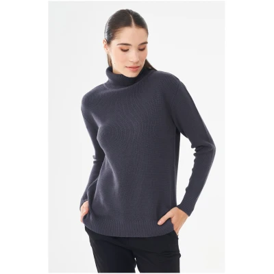 ORGANICATION Damen vegan Rollkragenpullover Dunkelgrau