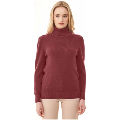 ORGANICATION Damen vegan Rollkragenpullover Dunkelrot