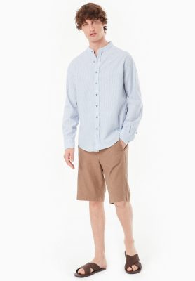 ORGANICATION Herren vegan Hemd Blau Off White
