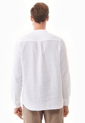 ORGANICATION Herren vegan Hemd Mit Stehkragen Weiß