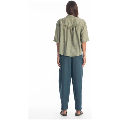 RAVENS VIEW IBIZA Damen vegan Bluse Sommer Khaki