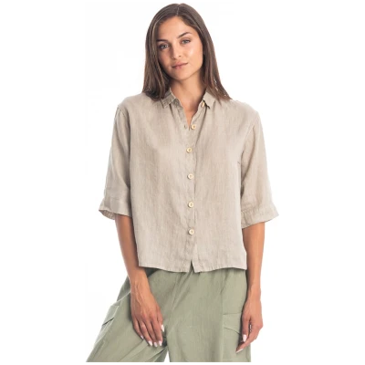 RAVENS VIEW IBIZA Damen vegan Bluse Sommer Stein