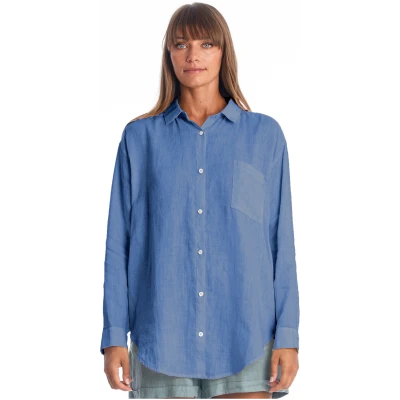 RAVENS VIEW IBIZA Damen vegan Hemd Monet Indigoblau