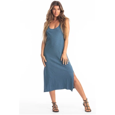 RAVENS VIEW IBIZA Damen vegan Kleid Demi Jeans Blau