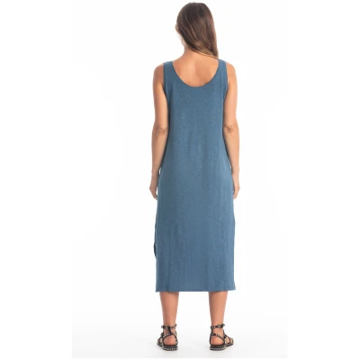 RAVENS VIEW IBIZA Damen vegan Kleid Demi Jeans Blau