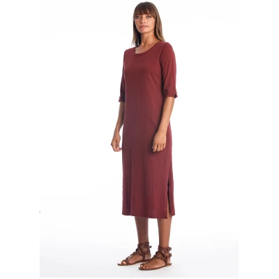 RAVENS VIEW IBIZA Damen vegan Kleid Maxi Mia Dunkel Granat