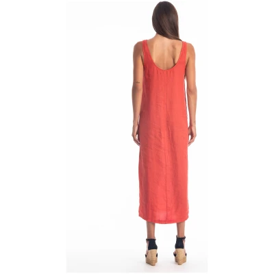 RAVENS VIEW IBIZA Damen vegan Kleid Nicola Fliese Rot