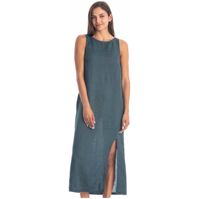 RAVENS VIEW IBIZA Damen vegan Kleid Nicola Ozeanblau