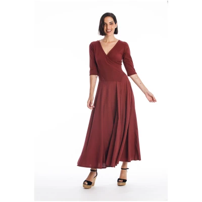 RAVENS VIEW IBIZA Damen vegan Kleid Veronika Dunkel Granat