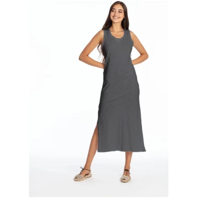 RAVENS VIEW IBIZA Damen vegan Maxikleid Ã"rmelloses Mia Lava Blau