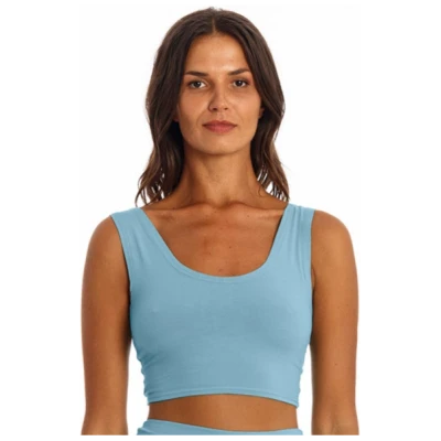 RAVENS VIEW IBIZA Damen vegan Yoga Top Faded Denim