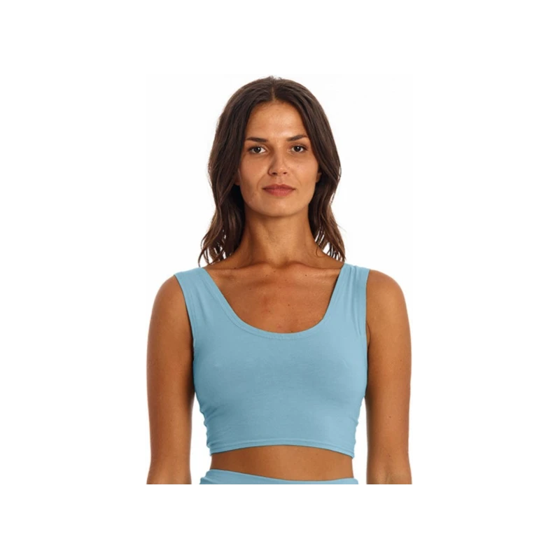 RAVENS VIEW IBIZA Damen vegan Yoga Top Faded Denim