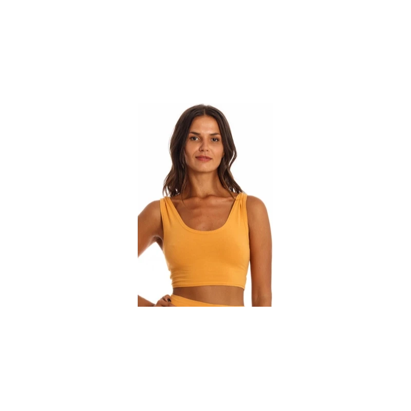 RAVENS VIEW IBIZA Damen vegan Yoga Top Gold Sand Gelb